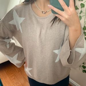 star print bell sleeve sweater - shein